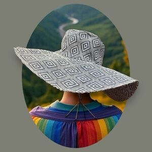 Summer Hats for Women 100% Paper,Black-White,Geometric Pattern.!